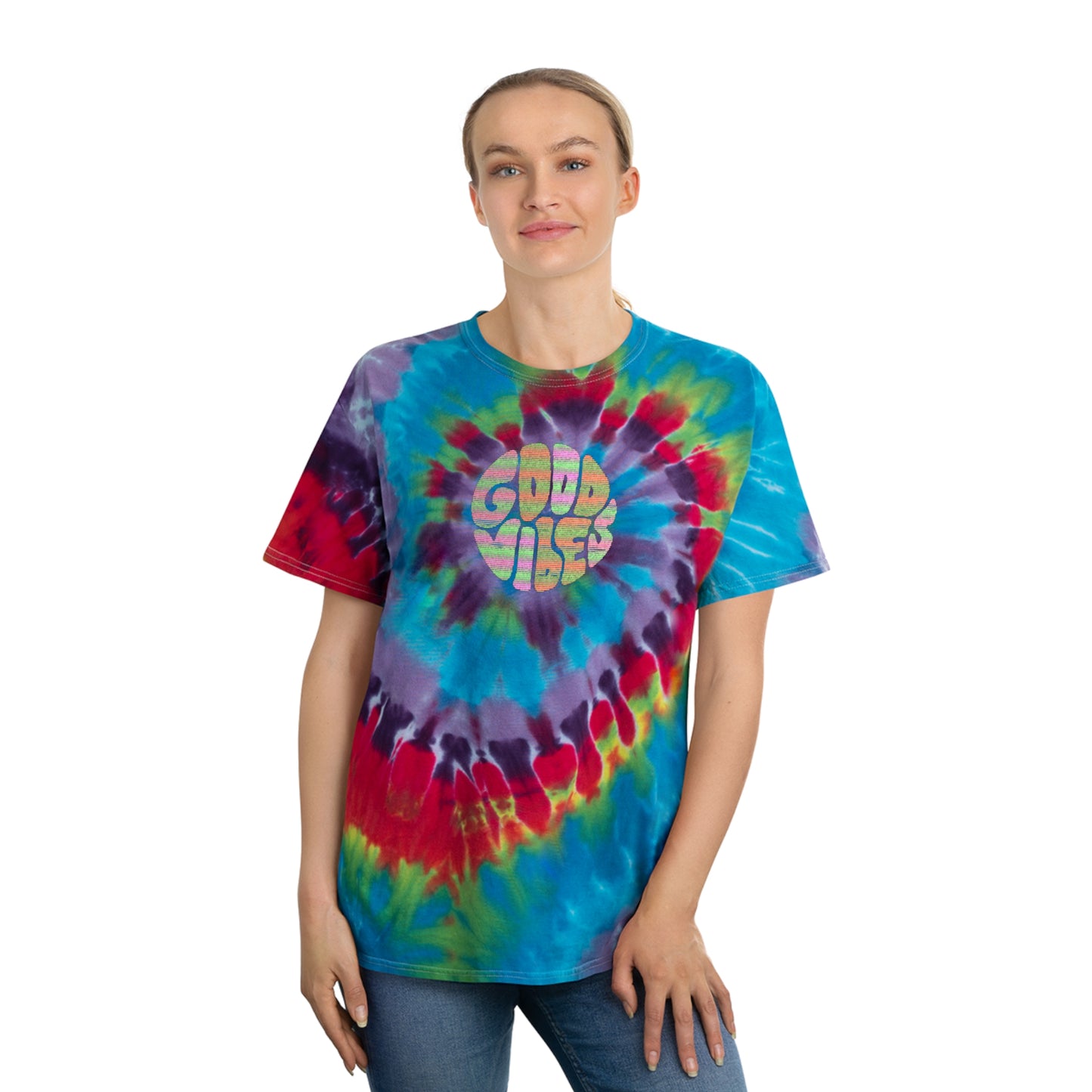 :Good Vibes" Tie-Dye Tee, Spiral