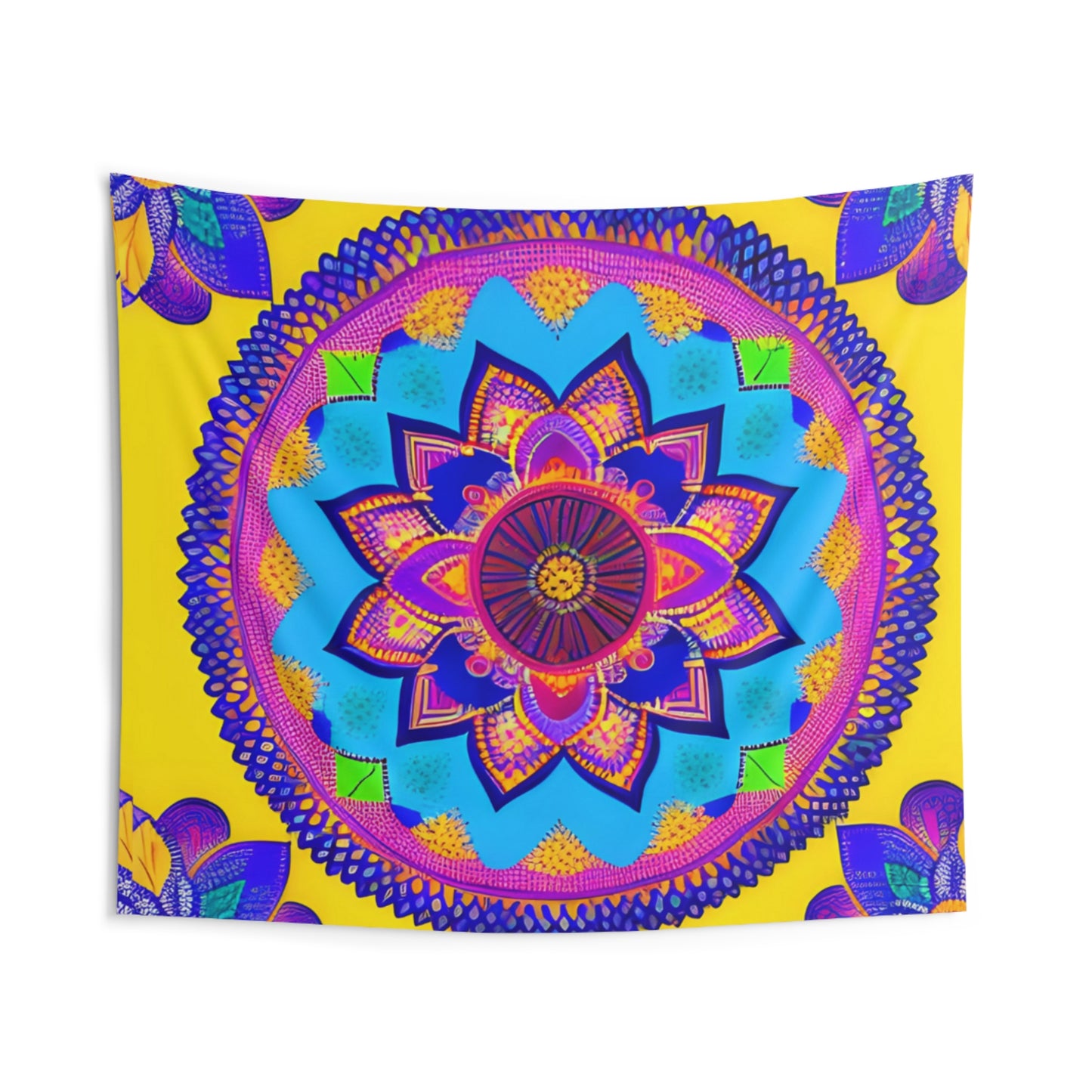 Bright Yellow and Purple Indoor Wall Tapestries
