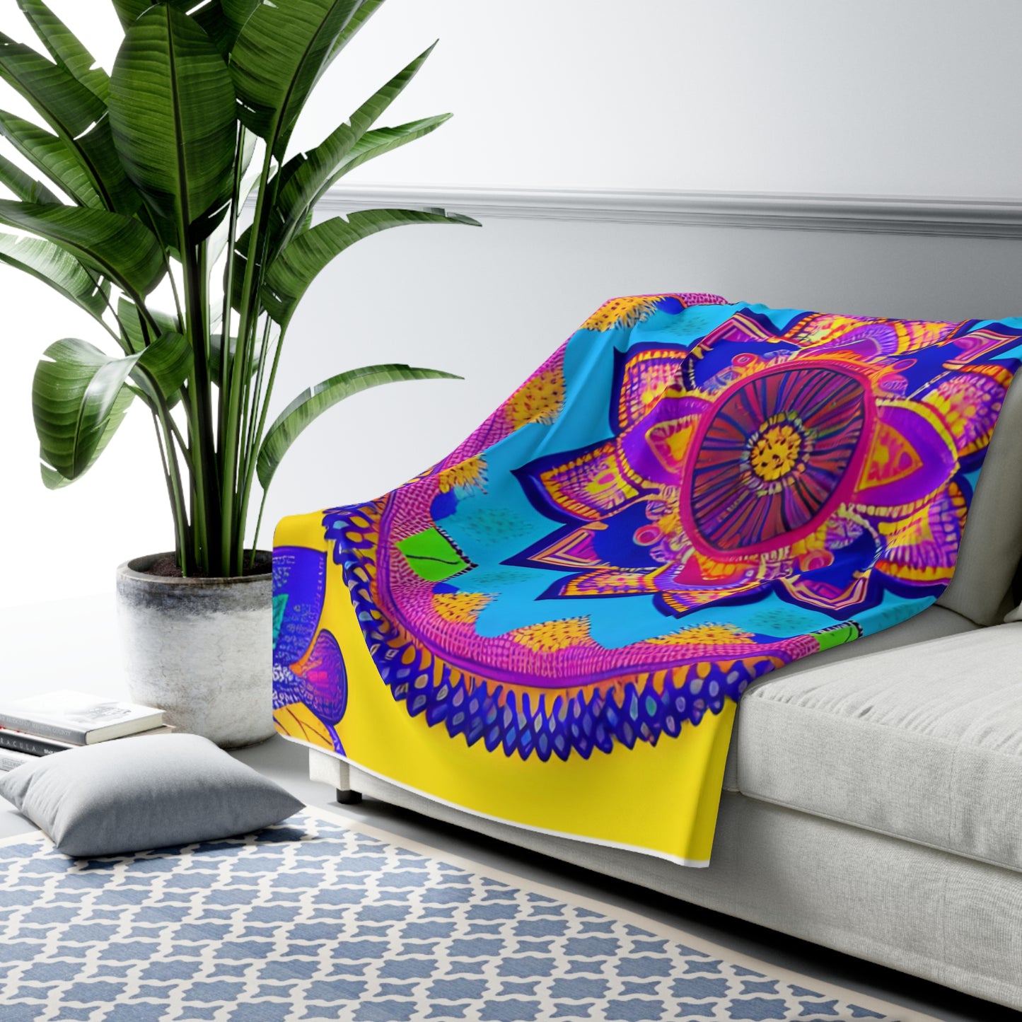 Gold & Purple Mandala Sherpa Fleece Blanket