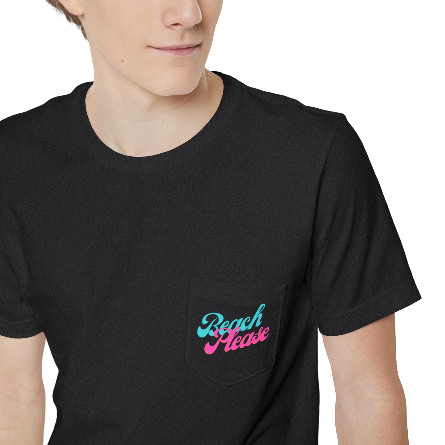 "Beach Please" Flamingo Unisex Pocket Tee