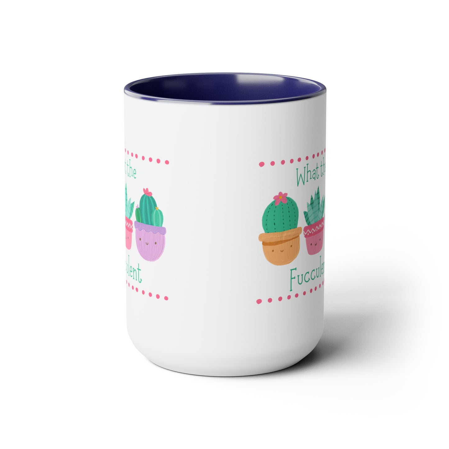 "What the fucculent" Two-Tone Coffee Mugs, 15oz