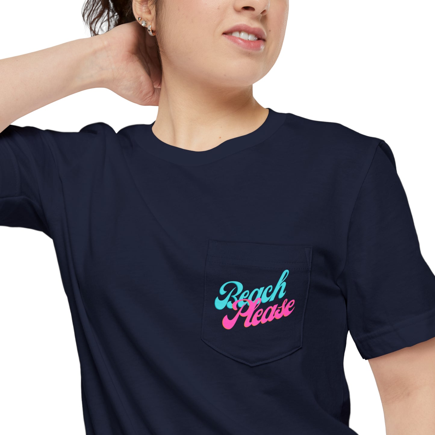 "Beach Please" Flamingo Unisex Pocket Tee