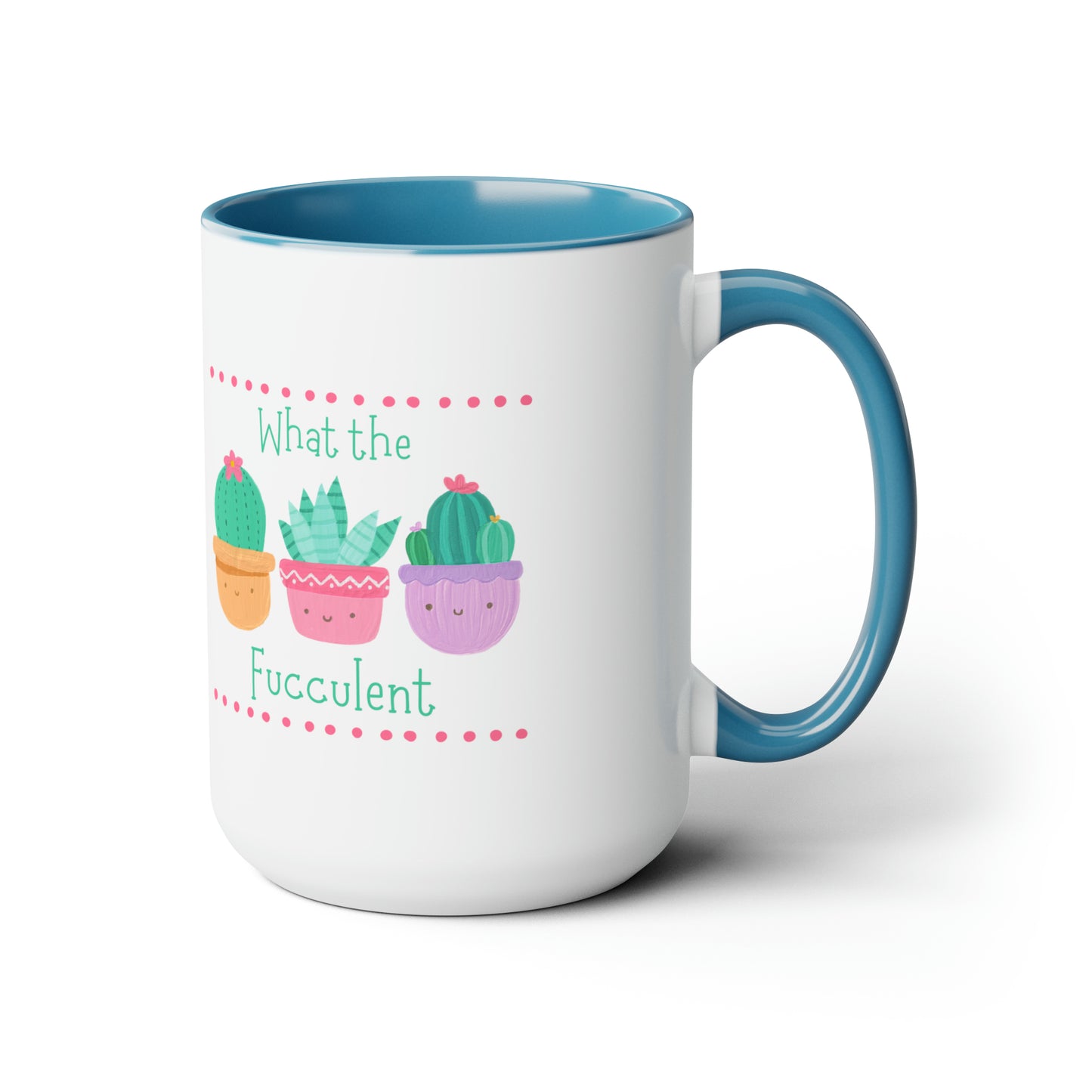 "What the fucculent" Two-Tone Coffee Mugs, 15oz