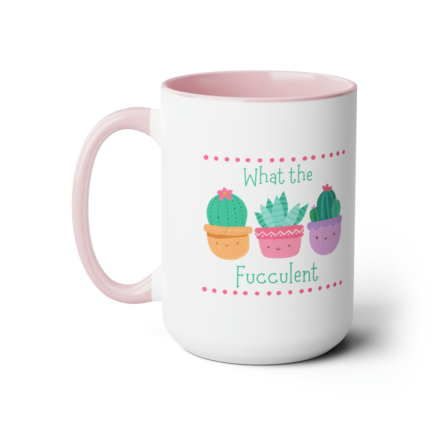 "What the fucculent" Two-Tone Coffee Mugs, 15oz