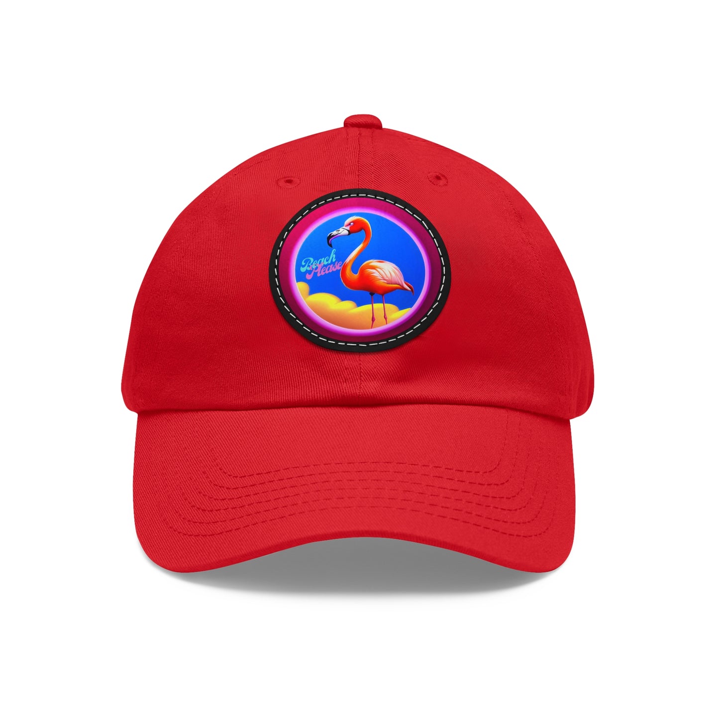 "Beach Please" Hat with Leather Patch (Round)