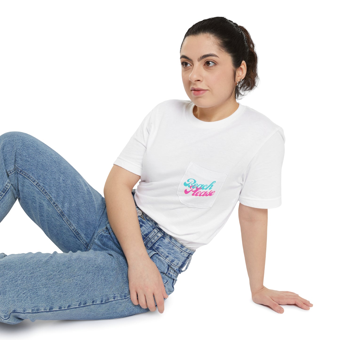 "Beach Please" Flamingo Unisex Pocket Tee