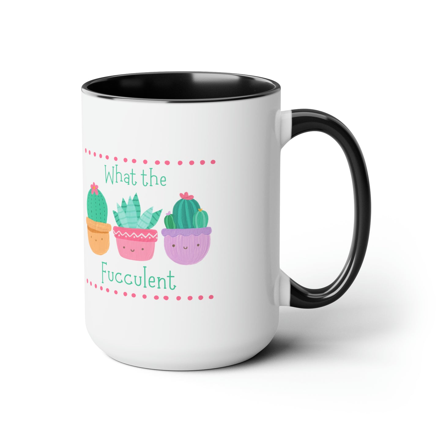 "What the fucculent" Two-Tone Coffee Mugs, 15oz