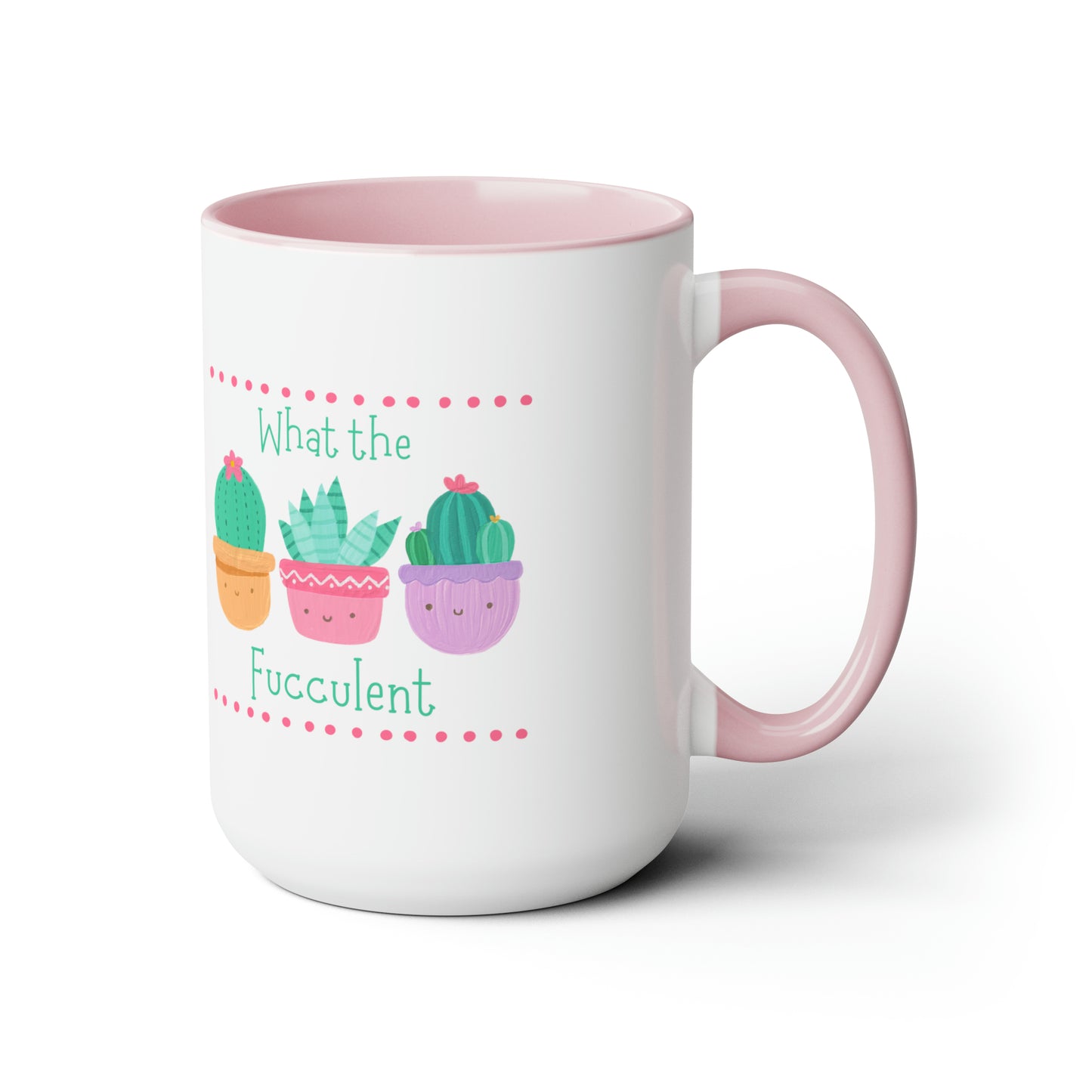 "What the fucculent" Two-Tone Coffee Mugs, 15oz