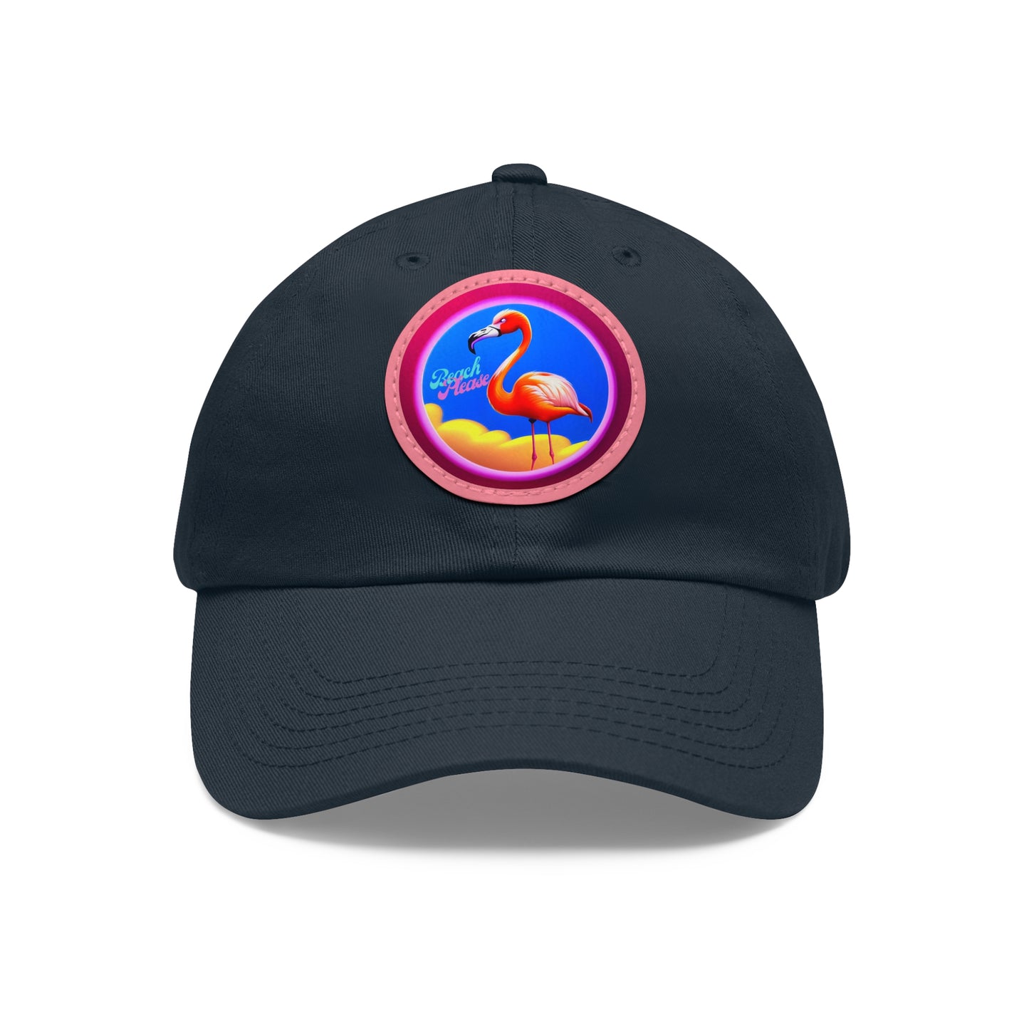 "Beach Please" Hat with Leather Patch (Round)