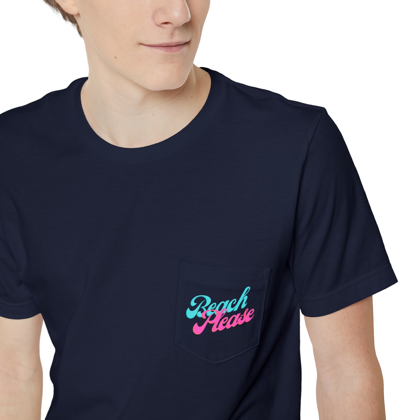 "Beach Please" Flamingo Unisex Pocket Tee