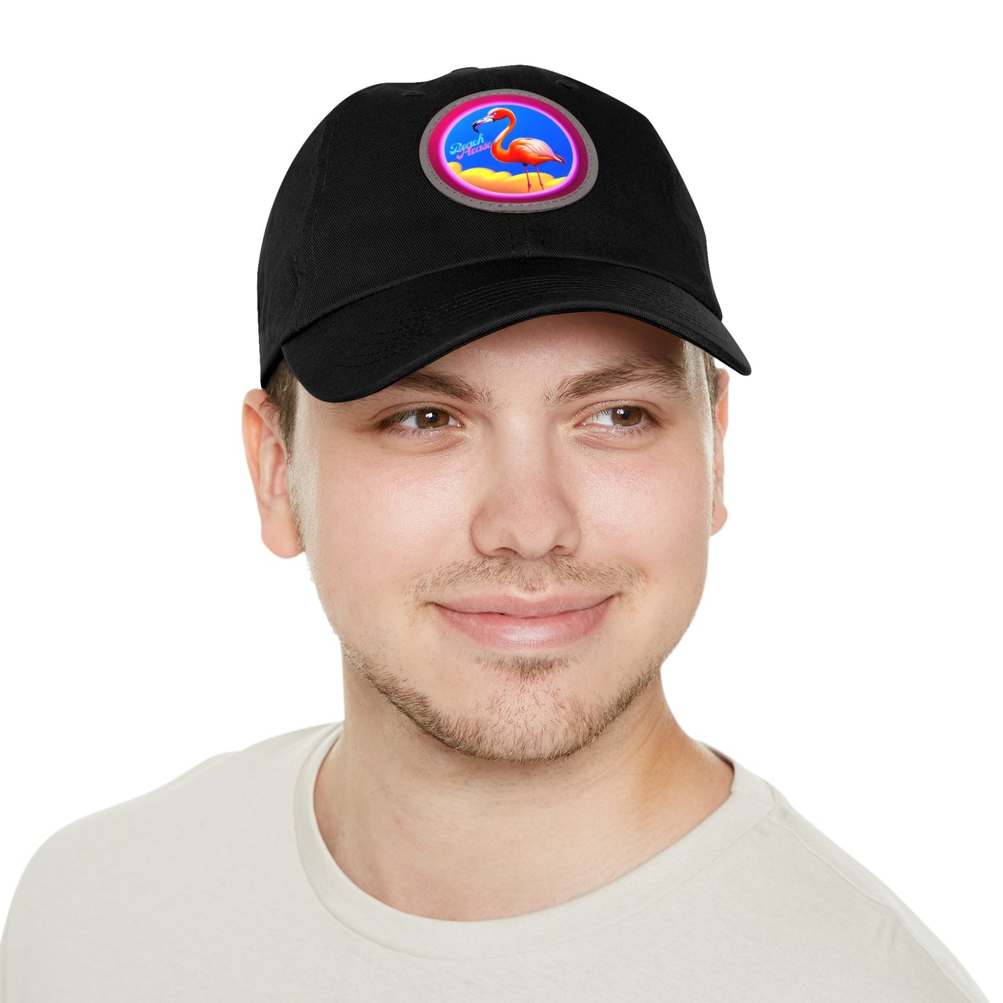 "Beach Please" Hat with Leather Patch (Round)