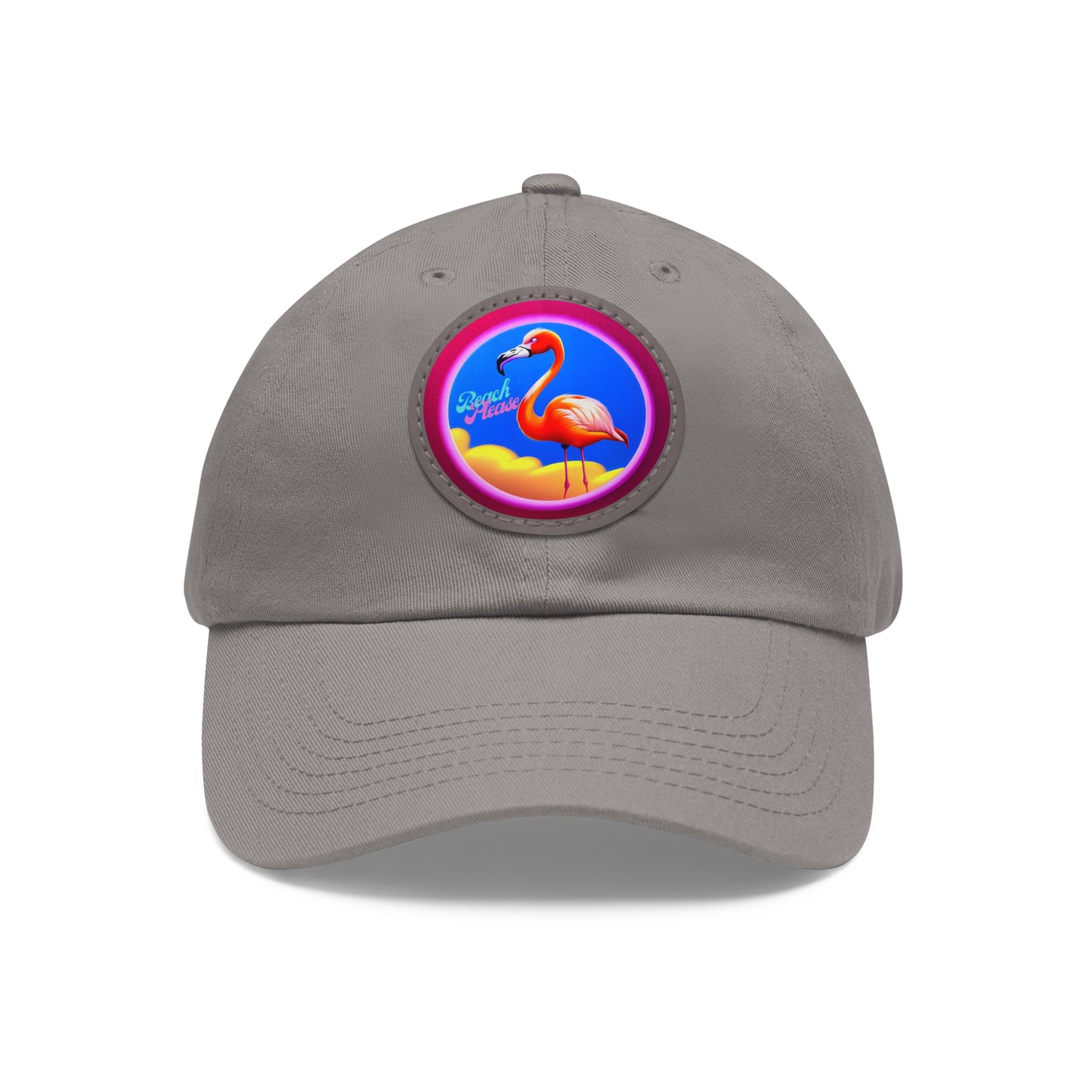 "Beach Please" Hat with Leather Patch (Round)