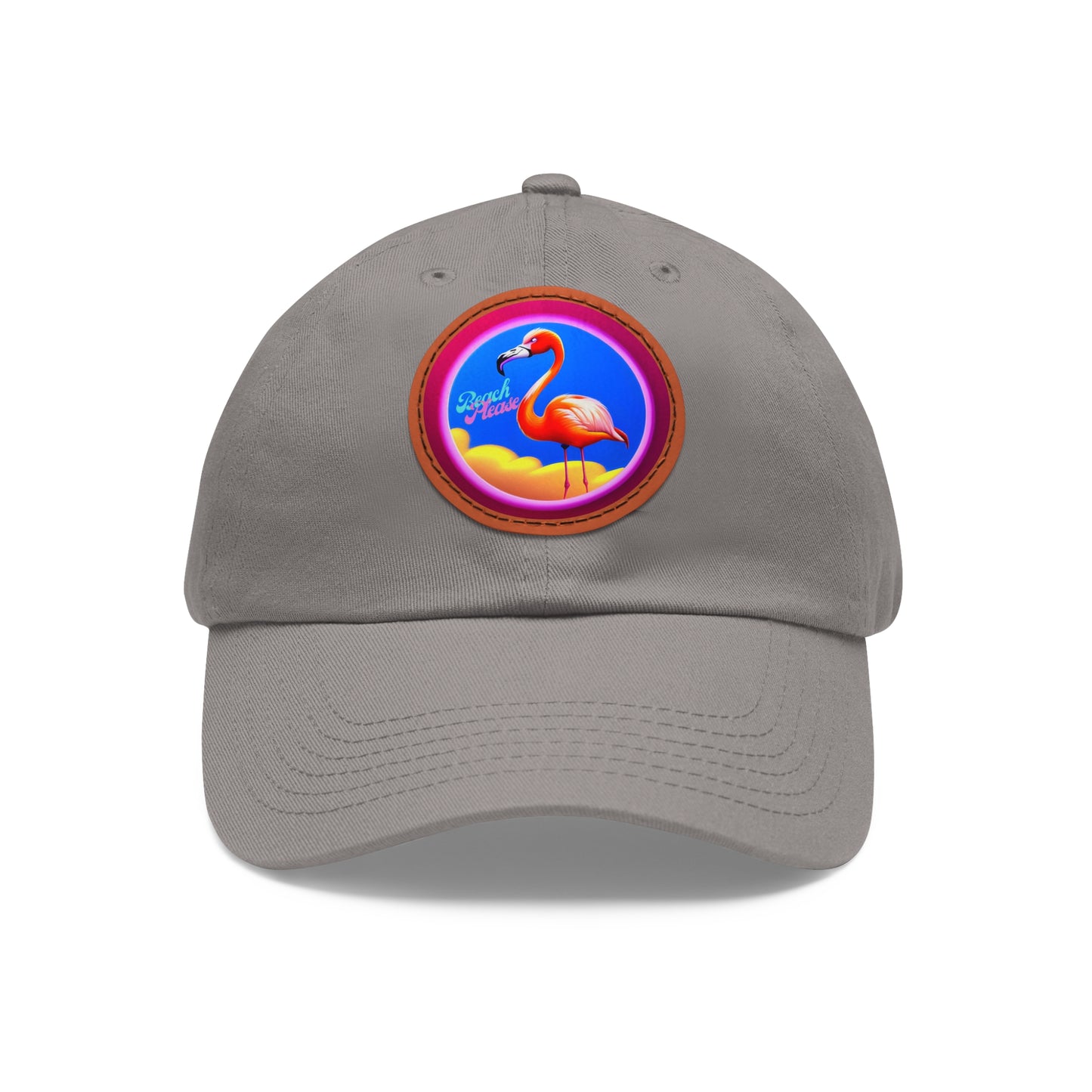 "Beach Please" Hat with Leather Patch (Round)