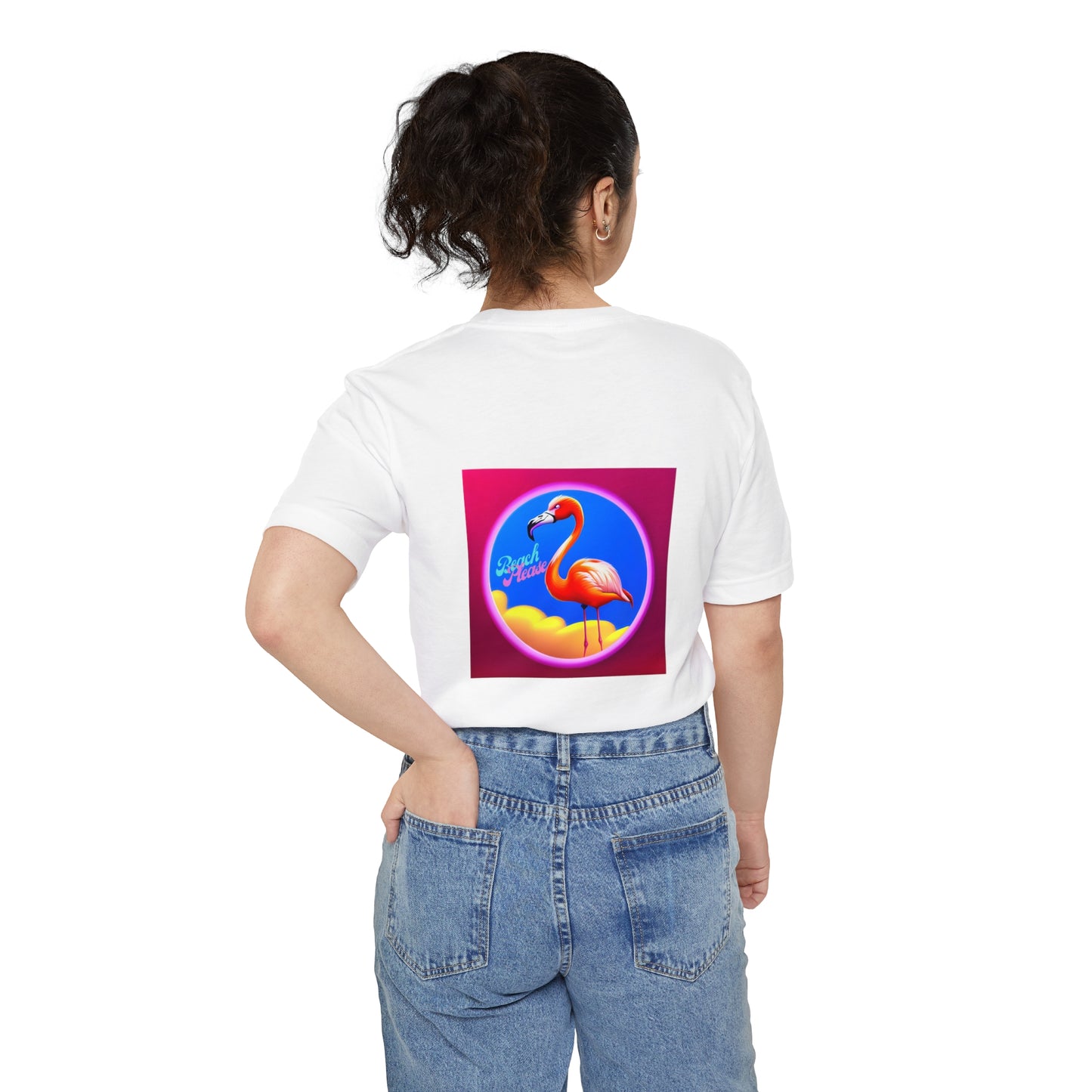 "Beach Please" Flamingo Unisex Pocket Tee