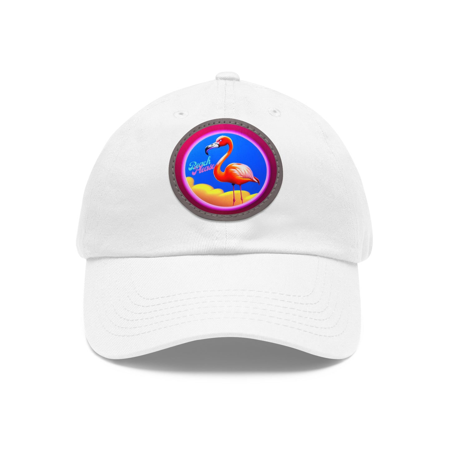 "Beach Please" Hat with Leather Patch (Round)