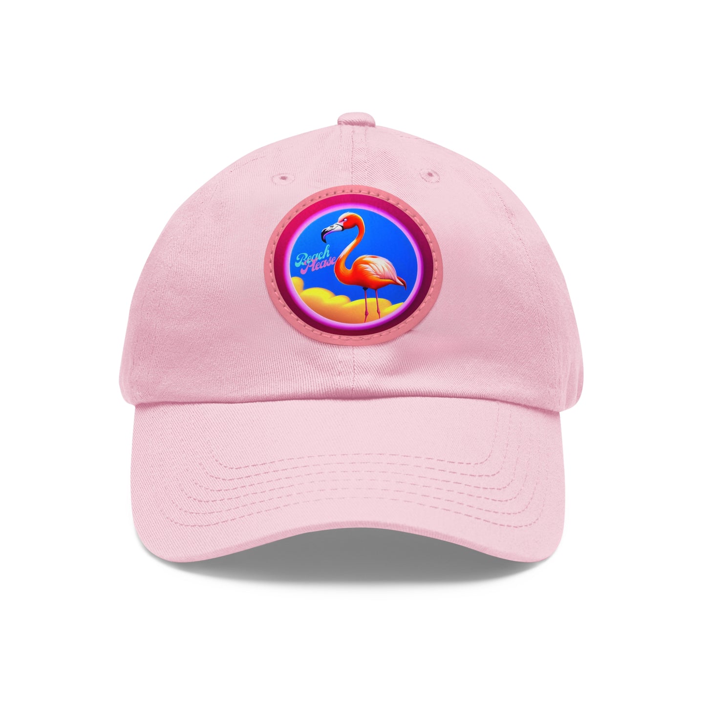"Beach Please" Hat with Leather Patch (Round)