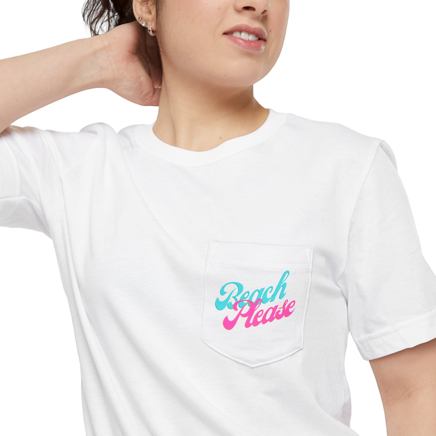 "Beach Please" Flamingo Unisex Pocket Tee