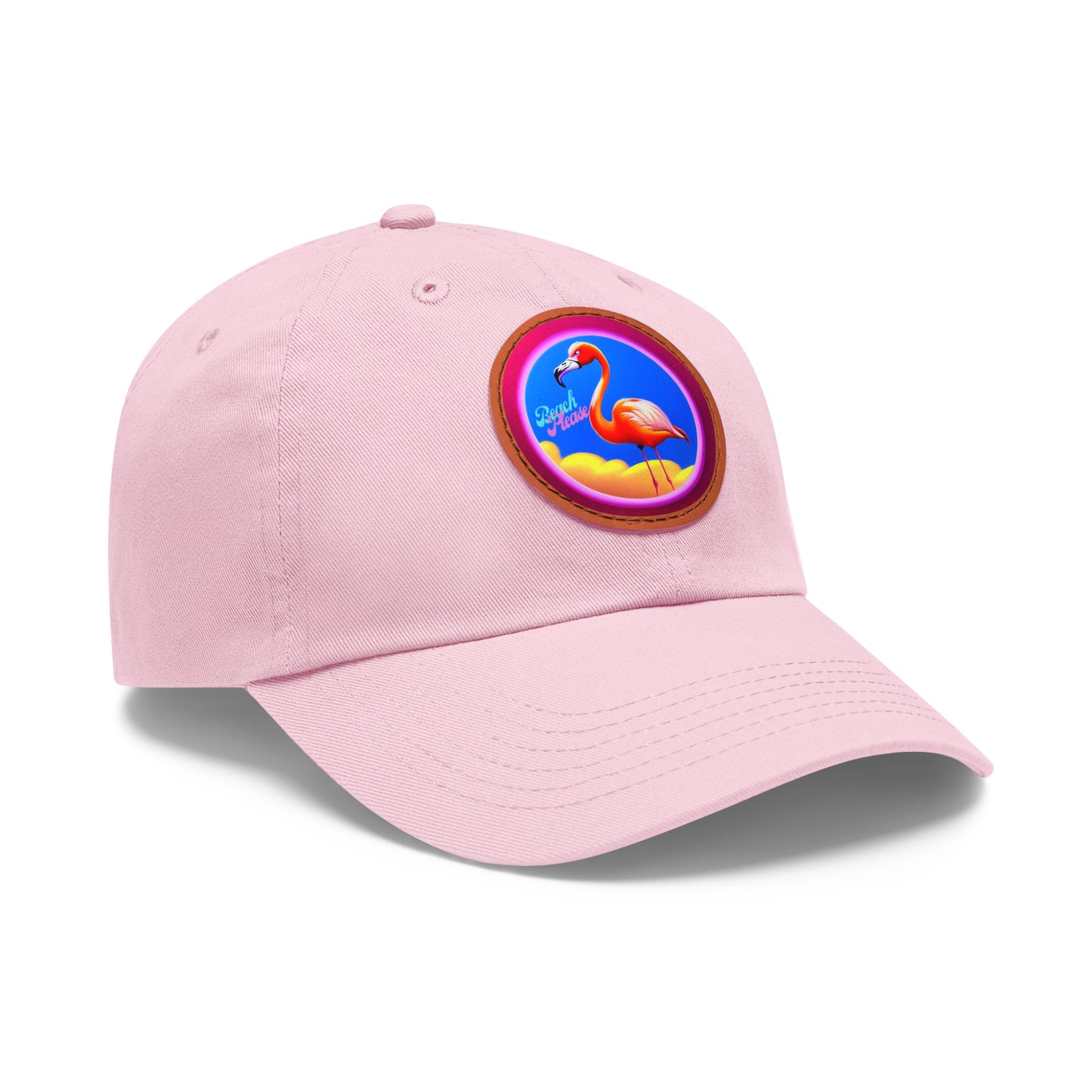 "Beach Please" Hat with Leather Patch (Round)