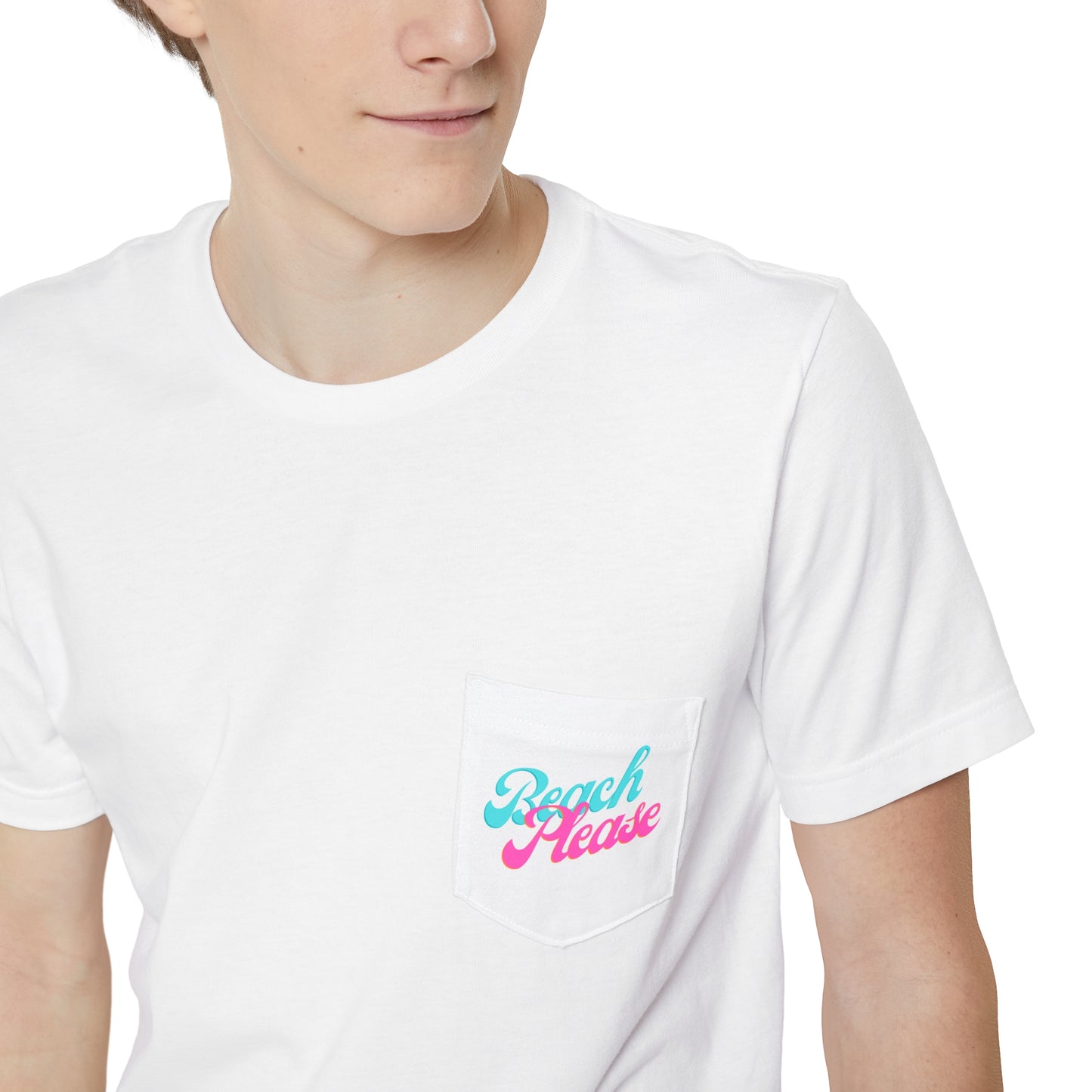"Beach Please" Flamingo Unisex Pocket Tee