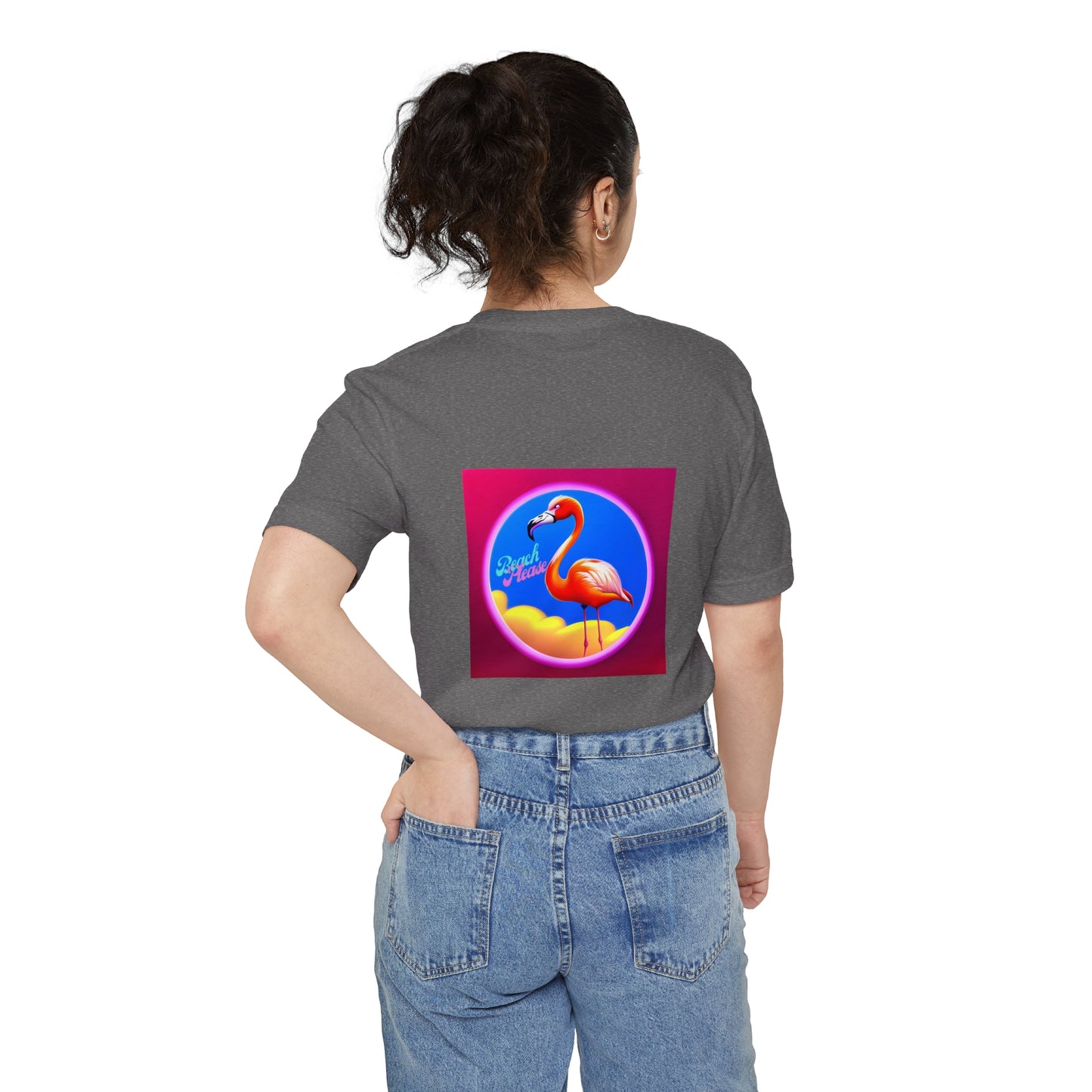 "Beach Please" Flamingo Unisex Pocket Tee