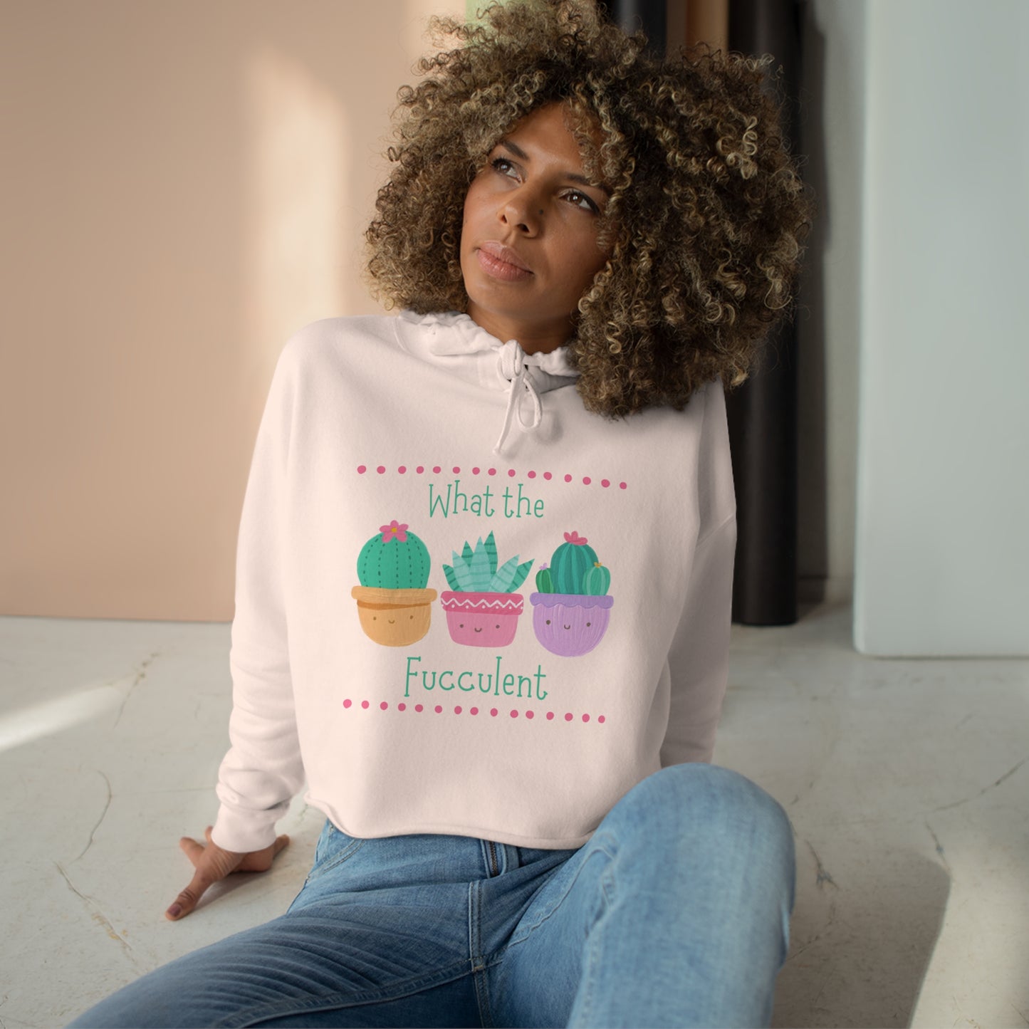 "What the fucculent" Crop Hoodie