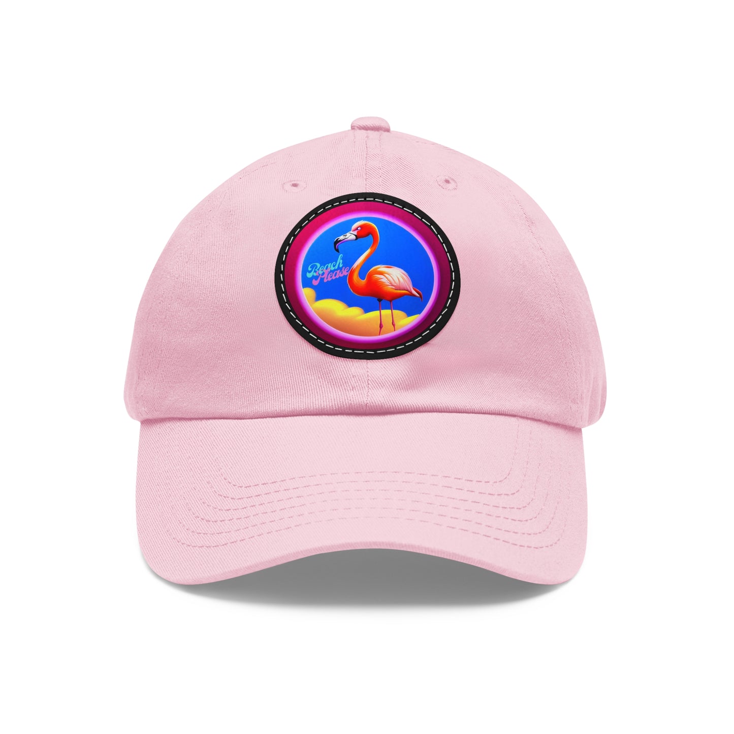 "Beach Please" Hat with Leather Patch (Round)