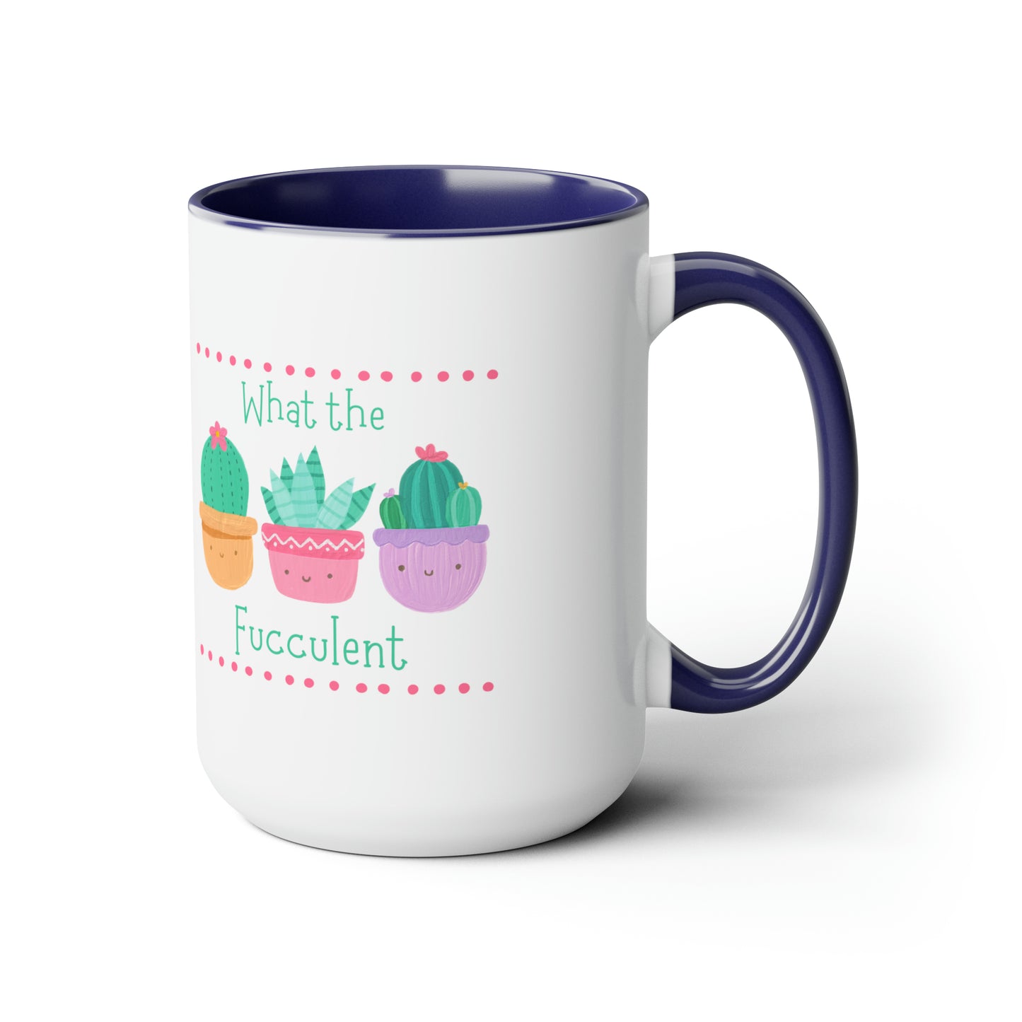 "What the fucculent" Two-Tone Coffee Mugs, 15oz