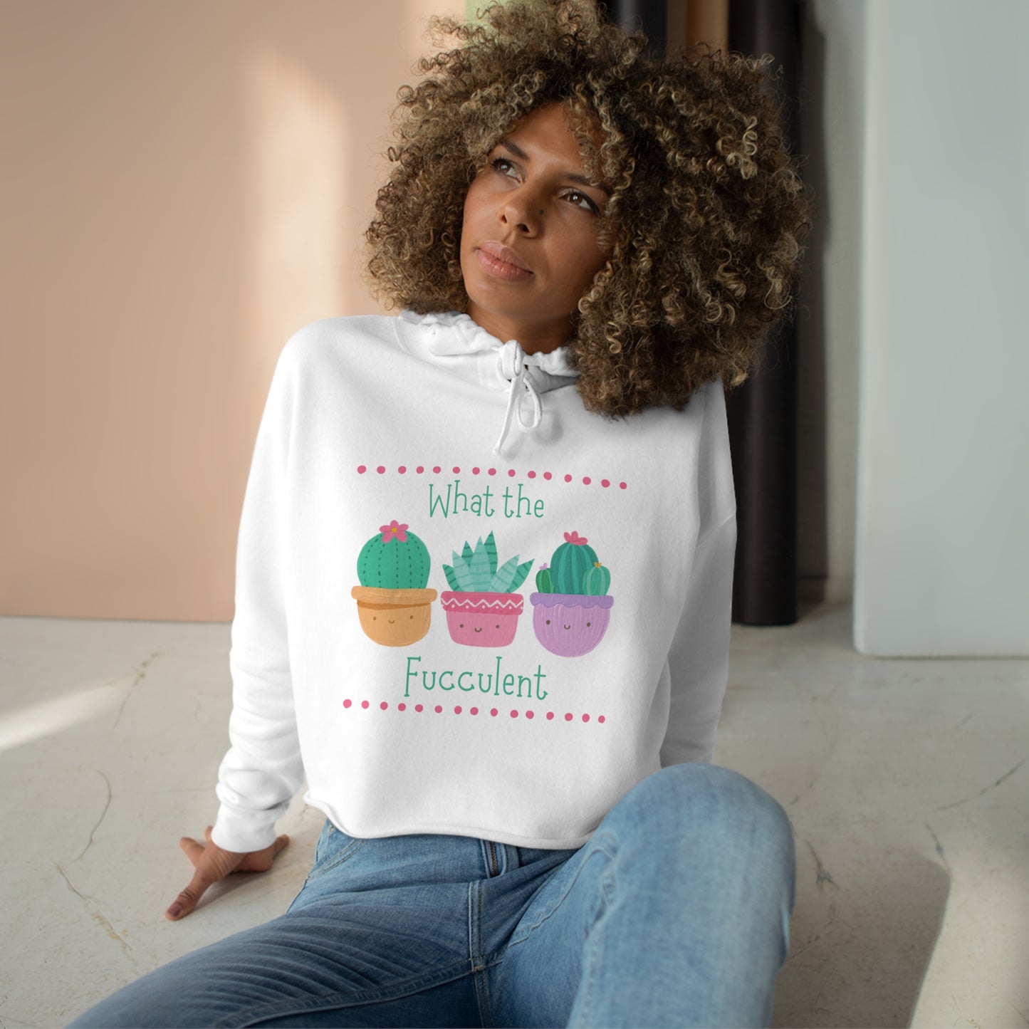 "What the fucculent" Crop Hoodie