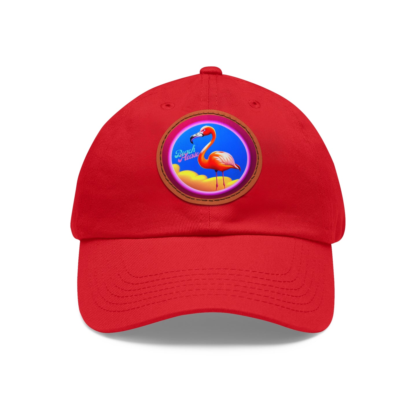 "Beach Please" Hat with Leather Patch (Round)