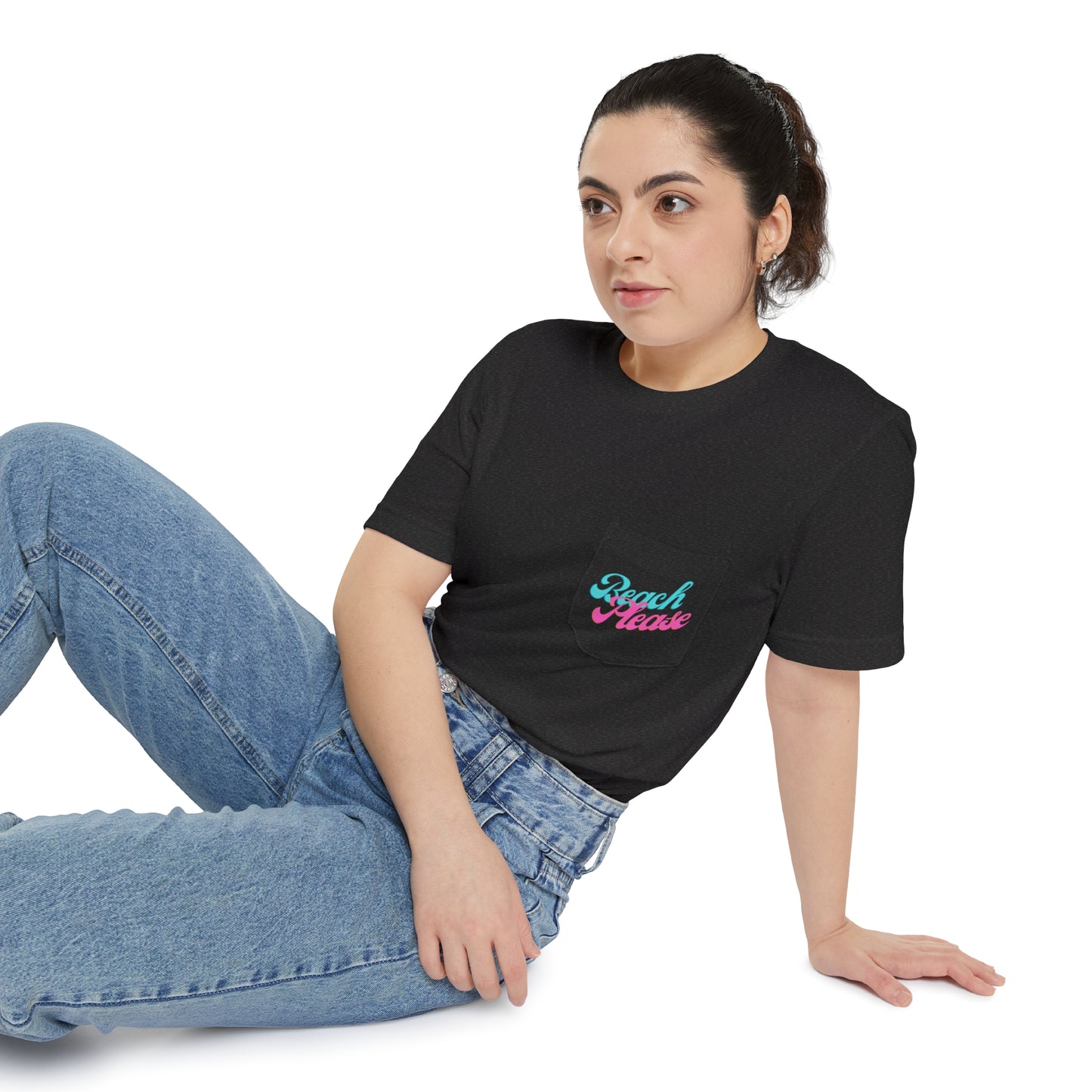 "Beach Please" Flamingo Unisex Pocket Tee