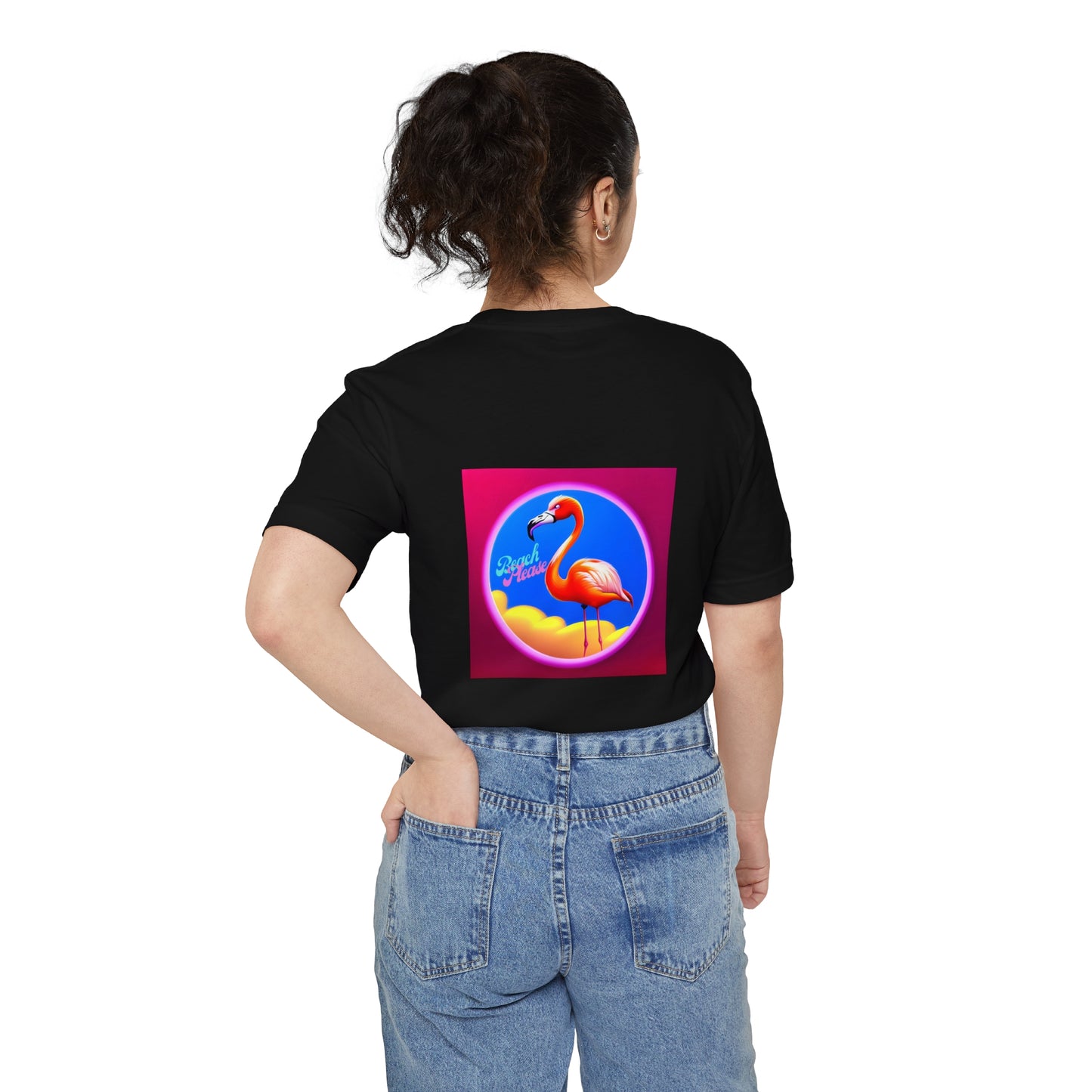 "Beach Please" Flamingo Unisex Pocket Tee