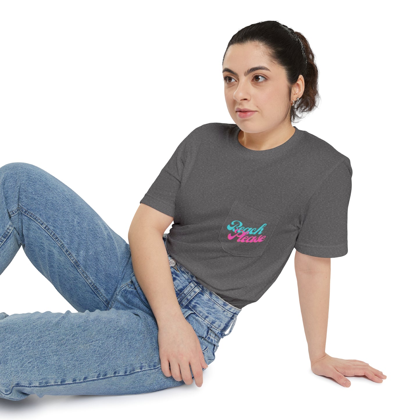 "Beach Please" Flamingo Unisex Pocket Tee