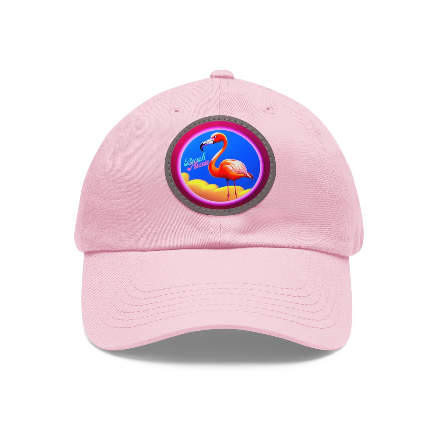 "Beach Please" Hat with Leather Patch (Round)