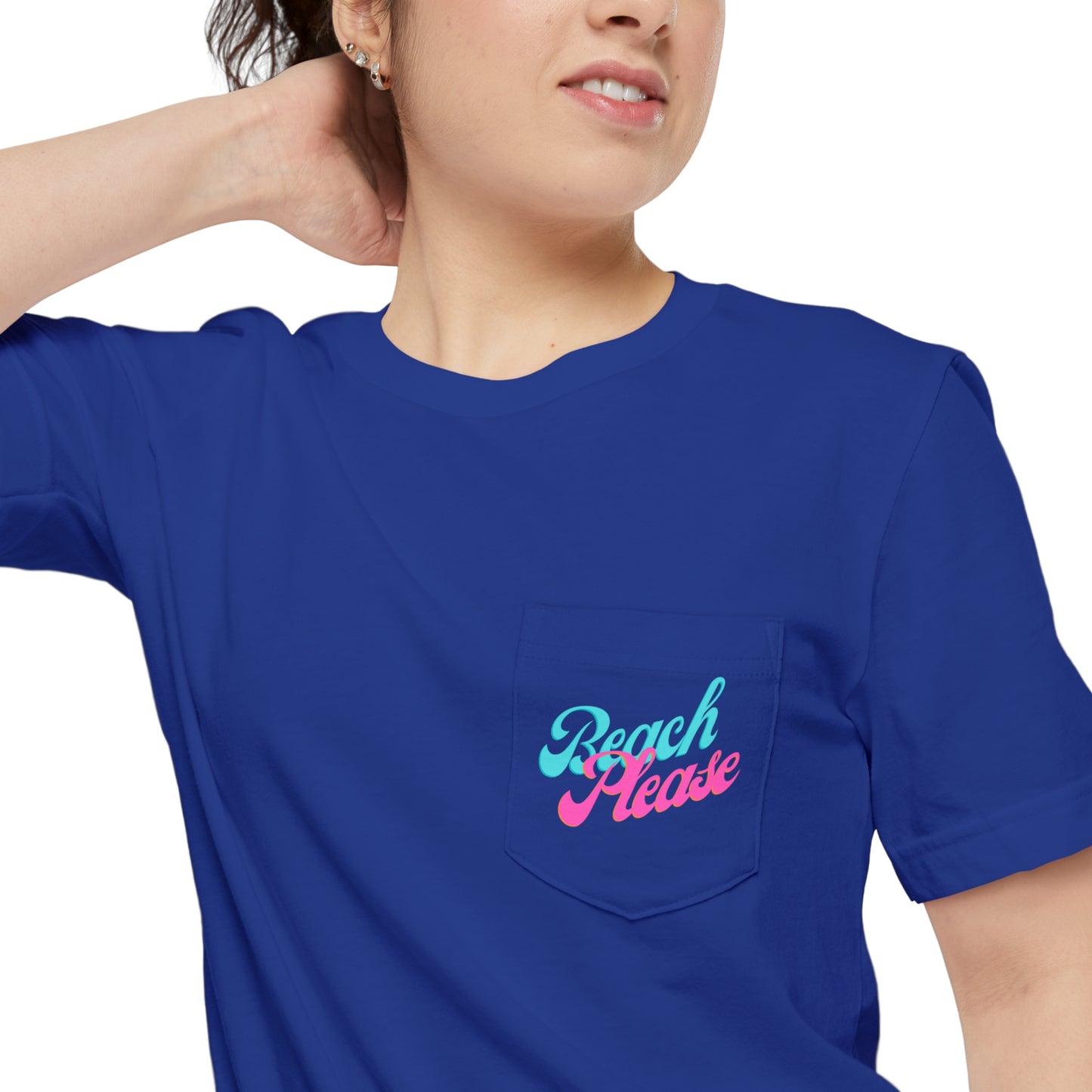 "Beach Please" Flamingo Unisex Pocket Tee