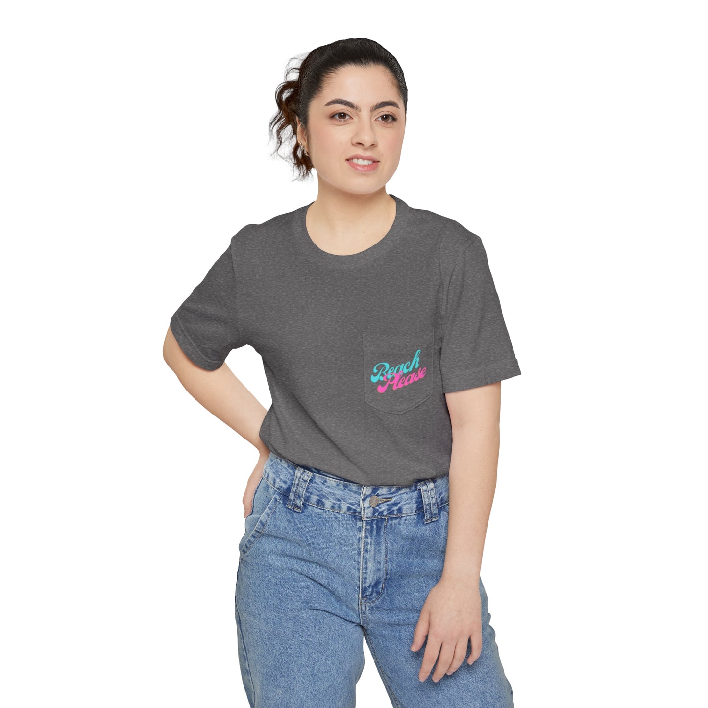 "Beach Please" Flamingo Unisex Pocket Tee