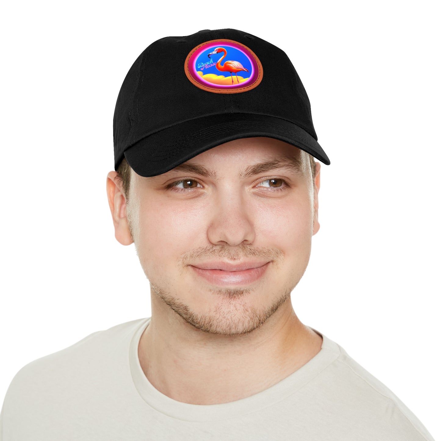 "Beach Please" Hat with Leather Patch (Round)