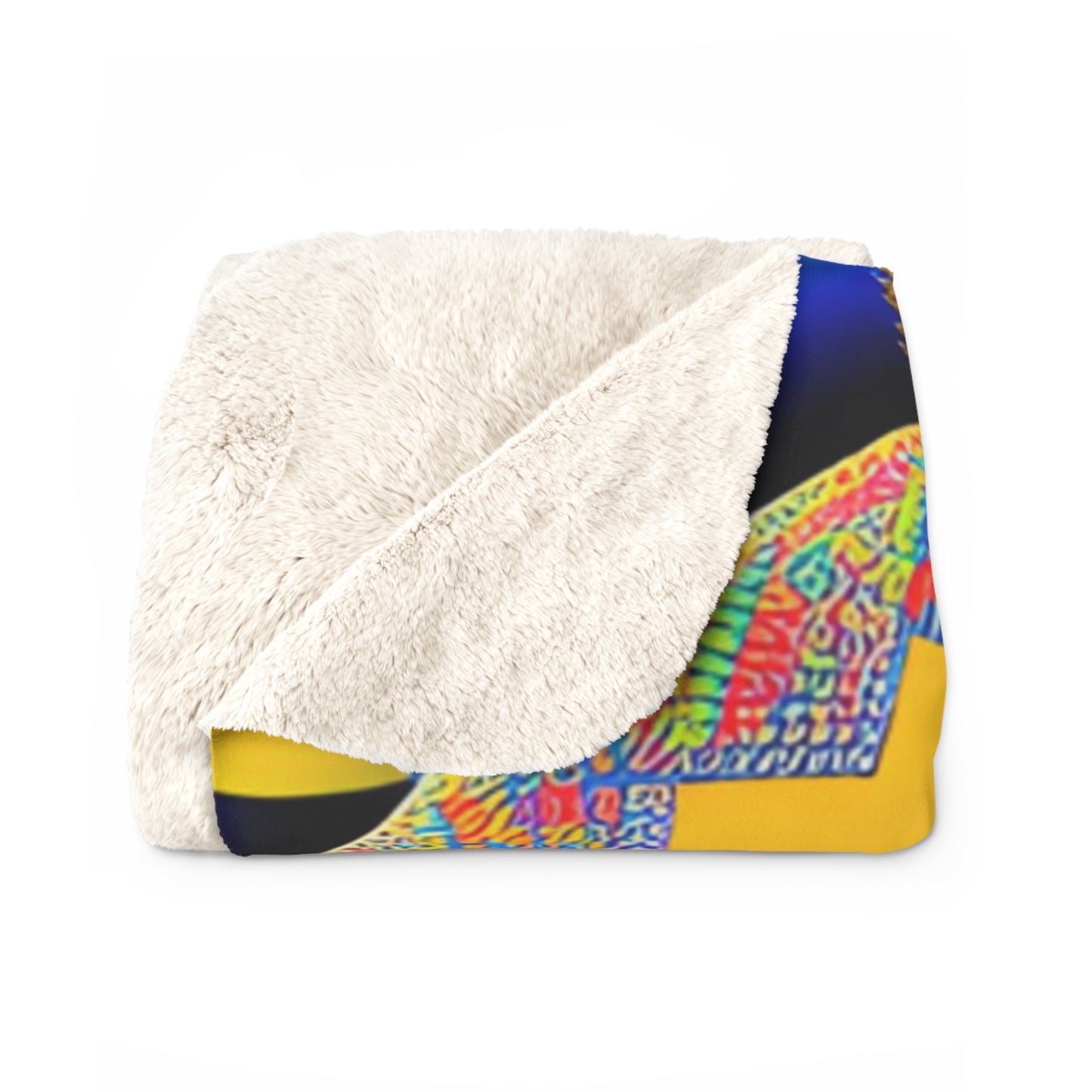 Large Blue Mandala - snuggly warm Sherpa Fleece Blanket