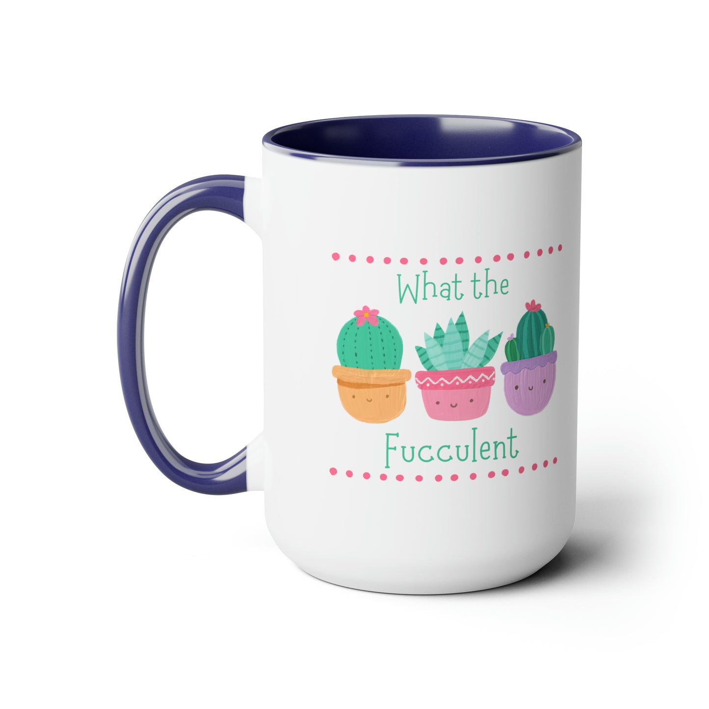 "What the fucculent" Two-Tone Coffee Mugs, 15oz