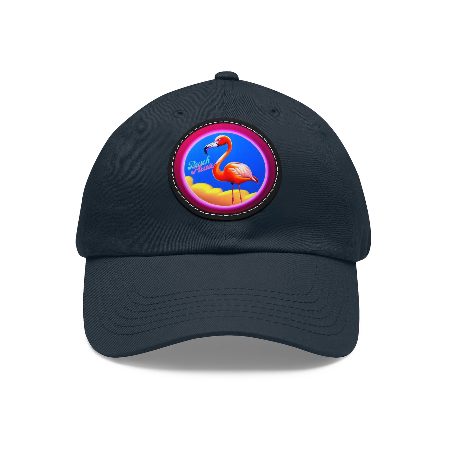 "Beach Please" Hat with Leather Patch (Round)