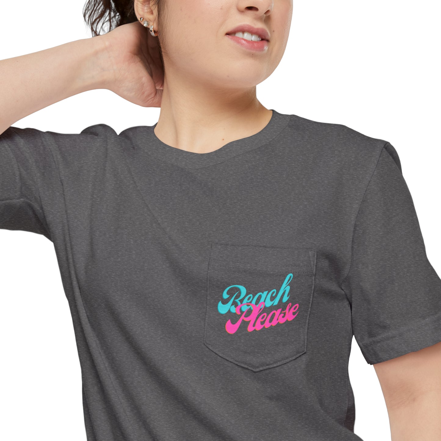 "Beach Please" Flamingo Unisex Pocket Tee