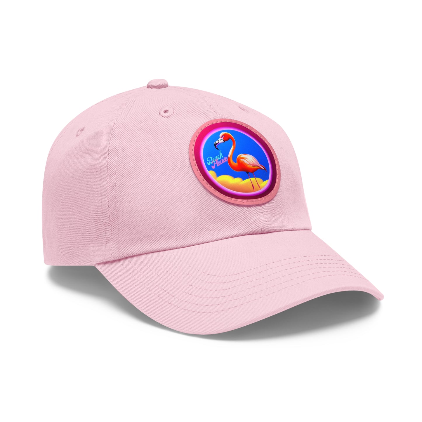 "Beach Please" Hat with Leather Patch (Round)