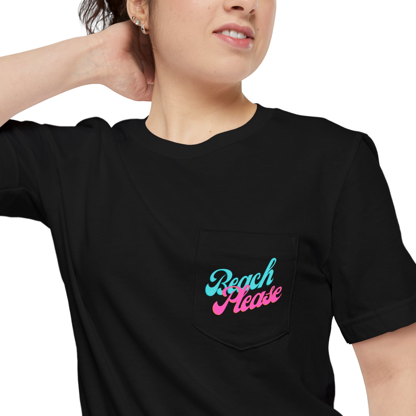 "Beach Please" Flamingo Unisex Pocket Tee