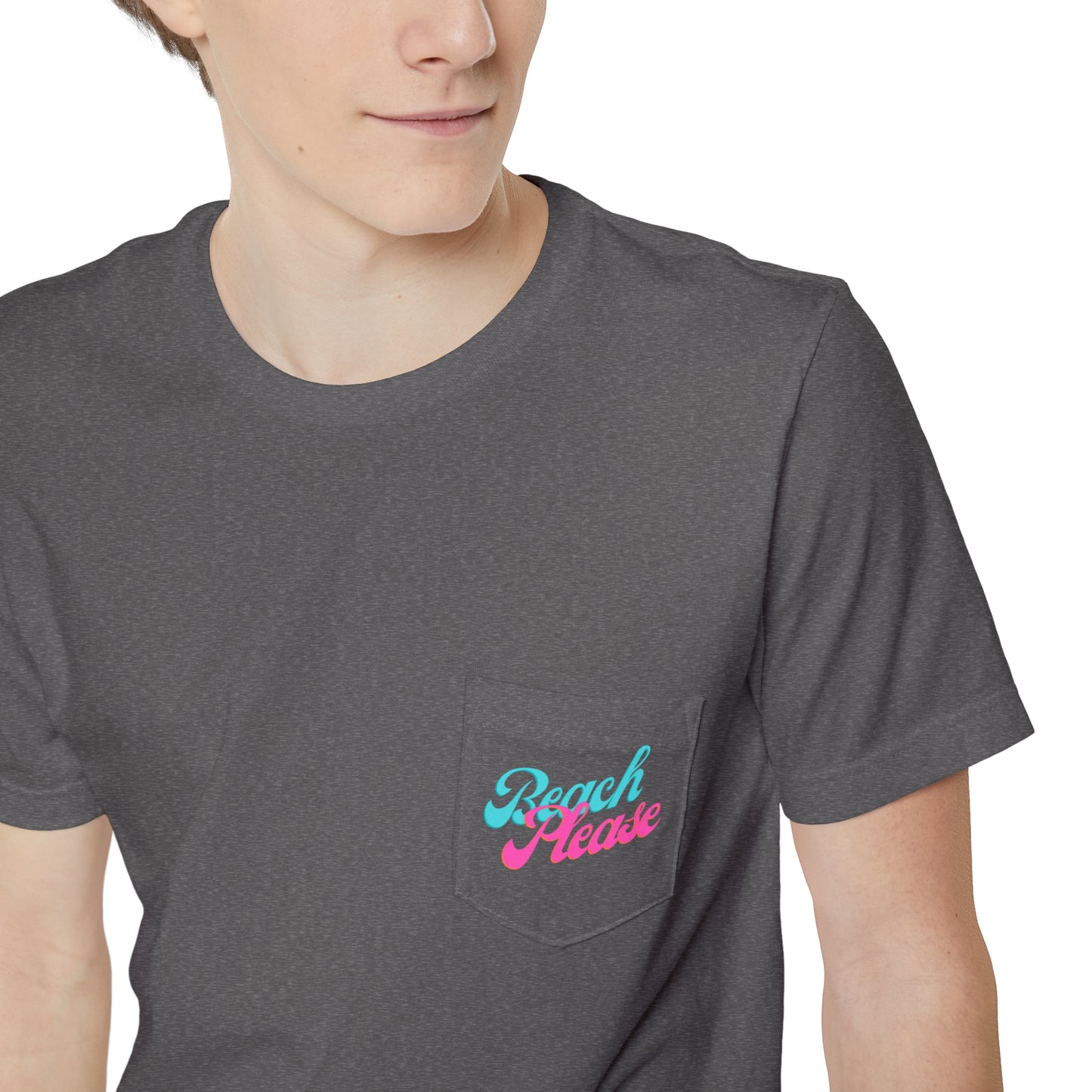 "Beach Please" Flamingo Unisex Pocket Tee