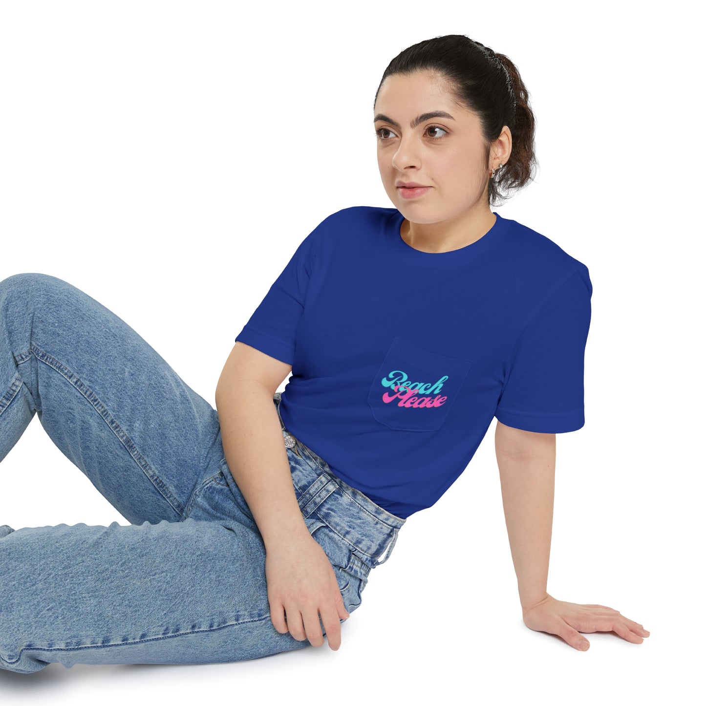 "Beach Please" Flamingo Unisex Pocket Tee
