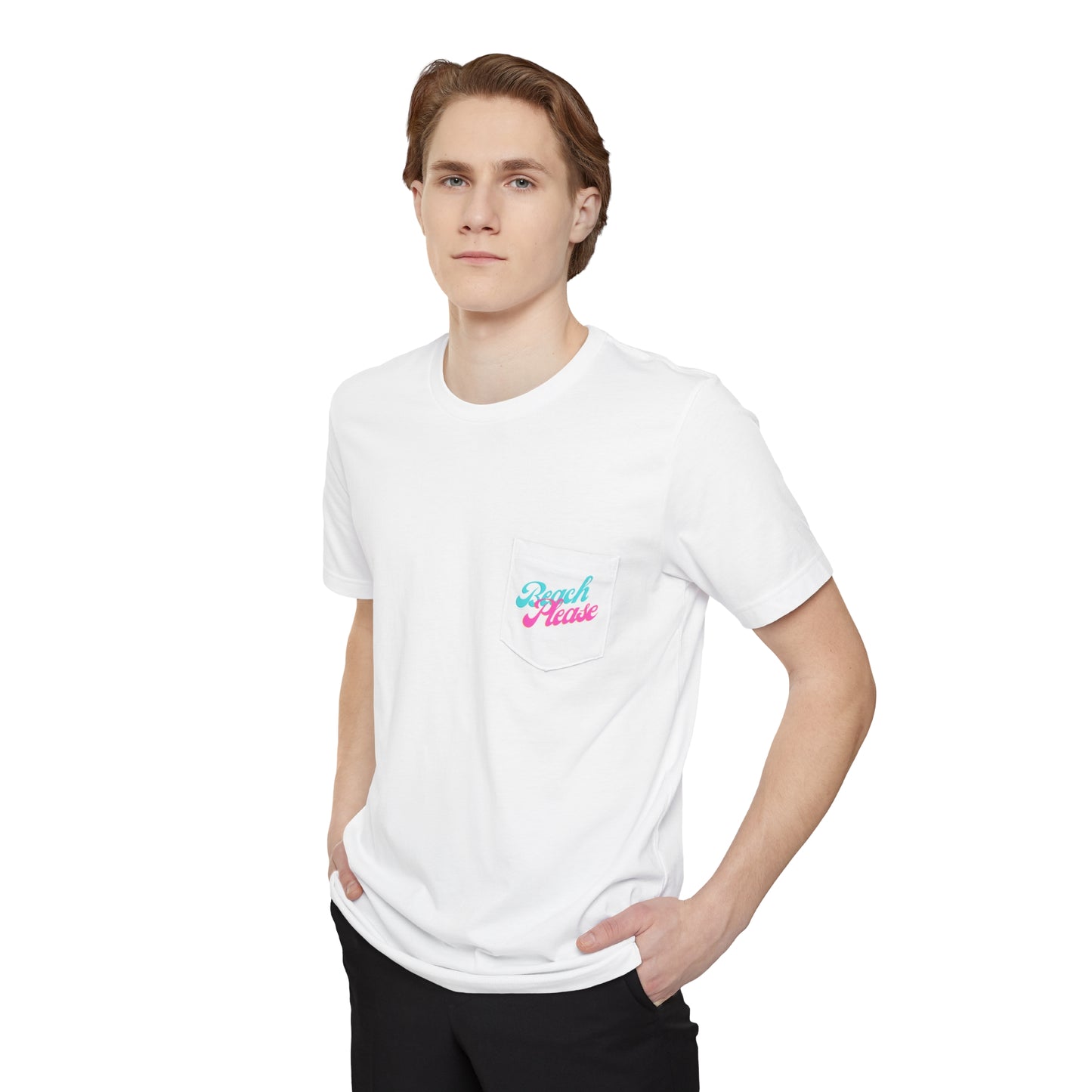 "Beach Please" Flamingo Unisex Pocket Tee