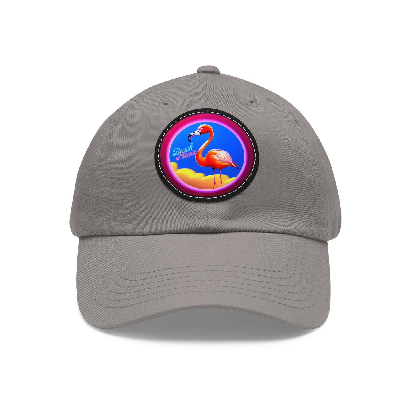 "Beach Please" Hat with Leather Patch (Round)