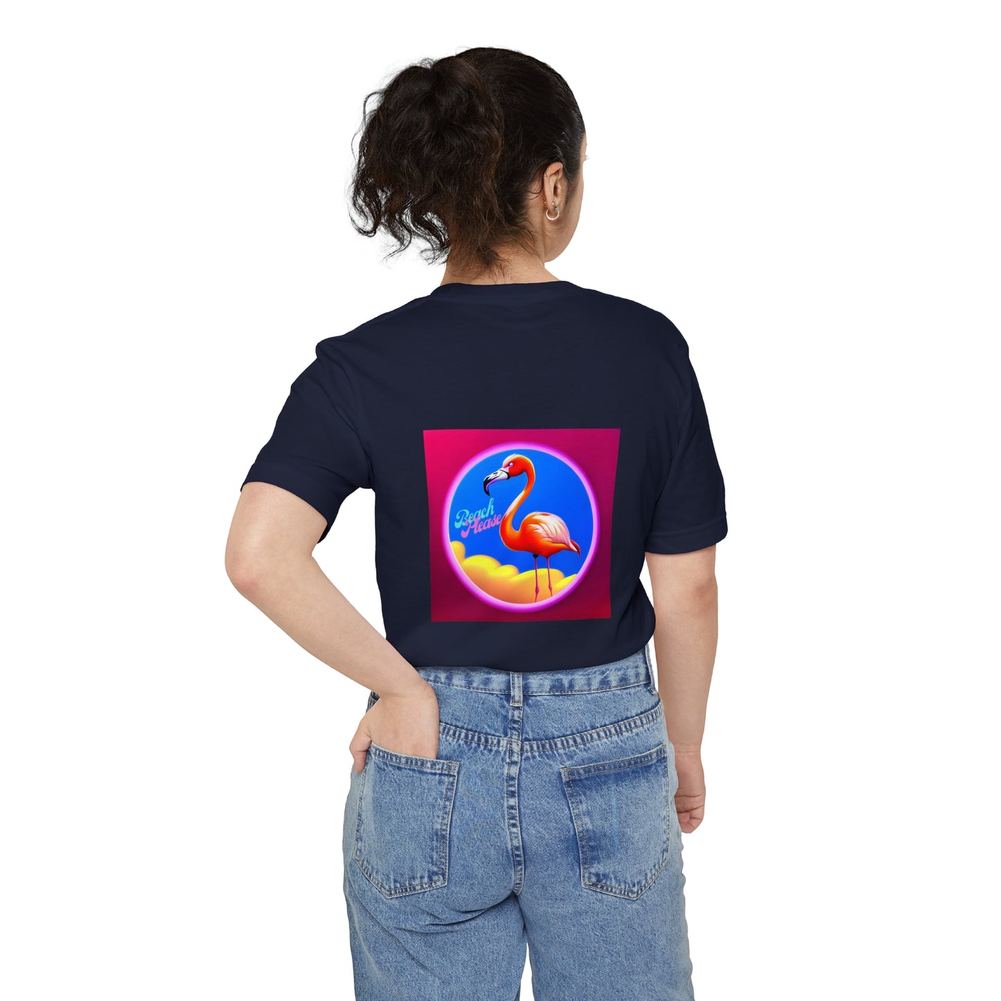 "Beach Please" Flamingo Unisex Pocket Tee