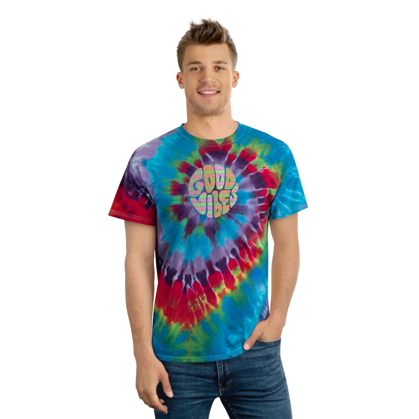 :Good Vibes" Tie-Dye Tee, Spiral