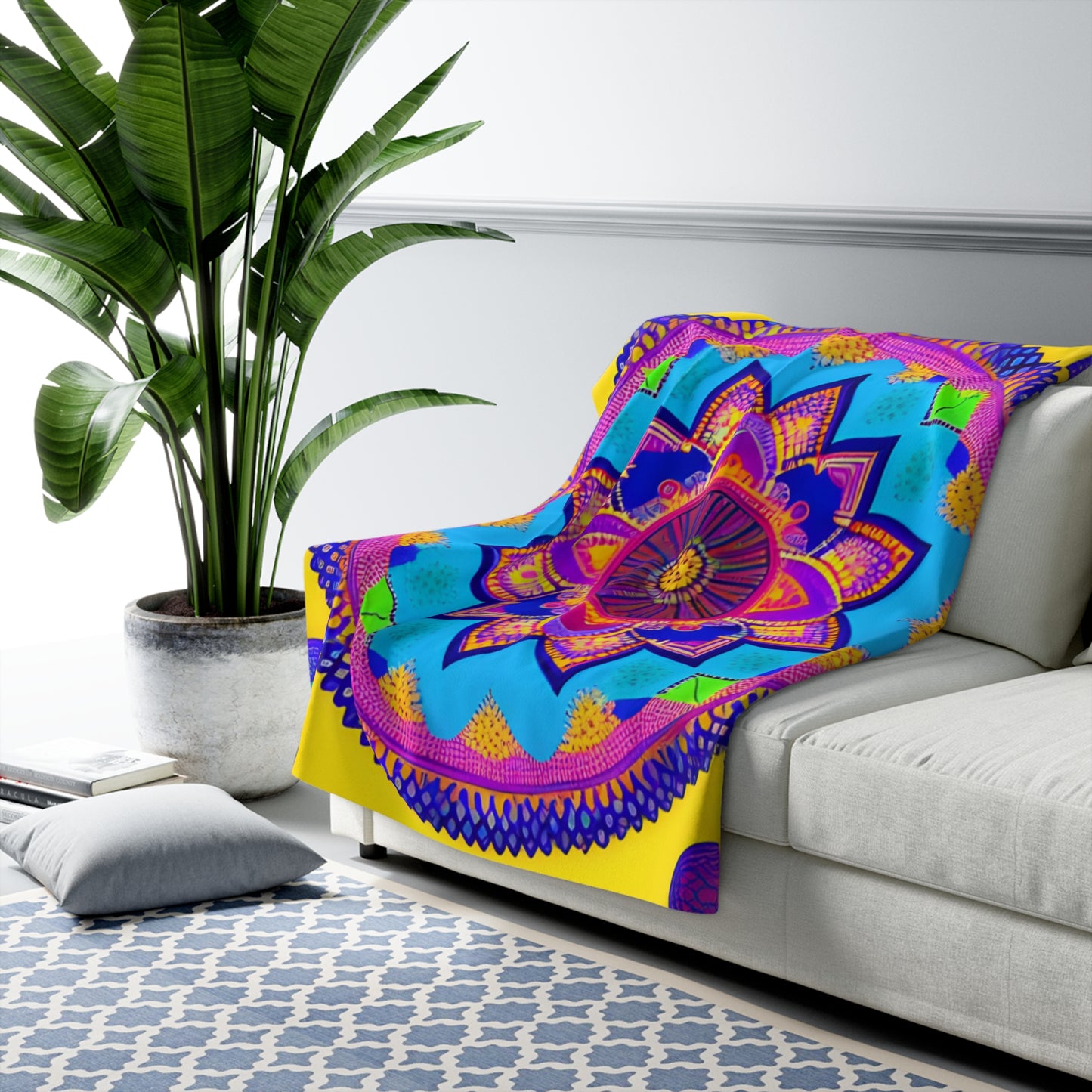 Gold & Purple Mandala Sherpa Fleece Blanket