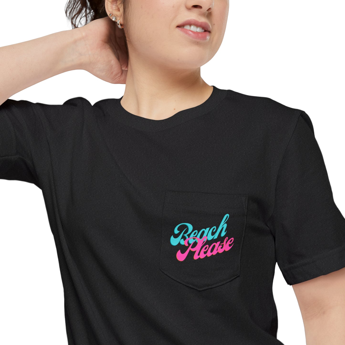 "Beach Please" Flamingo Unisex Pocket Tee